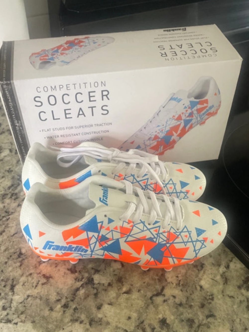NIB Franklin Kids' White & Orange Soccer Cleats Size 1